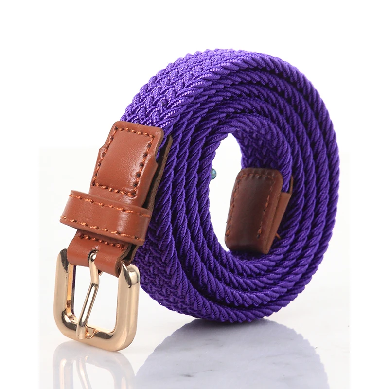 Kids Fashion Belt SupSindy Women & Children's Elastic Belt Pin Buckle Weave Stretch Canvas Belt Candy Colors Luxury Jeans Belts for Boys Girls Strap