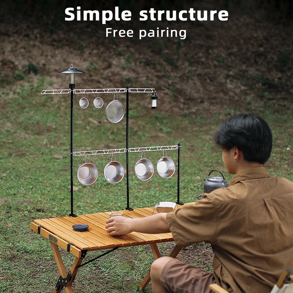 

Multifunctional Foldable Storage Shelves Portable Ultralight Table Rack For Outdoor
