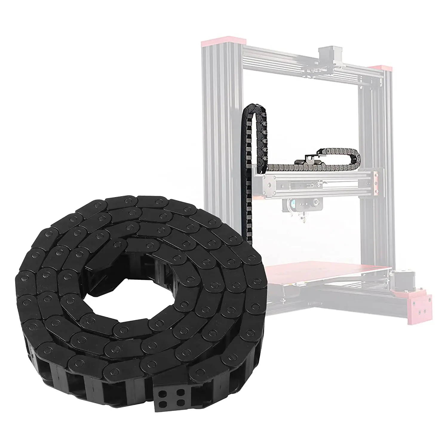 7x15mm Cable Carrier Drag Chain Closed Type Plastic Flexible Nylon Chains 1M with End Connectors for 3D Printer CNC Machine