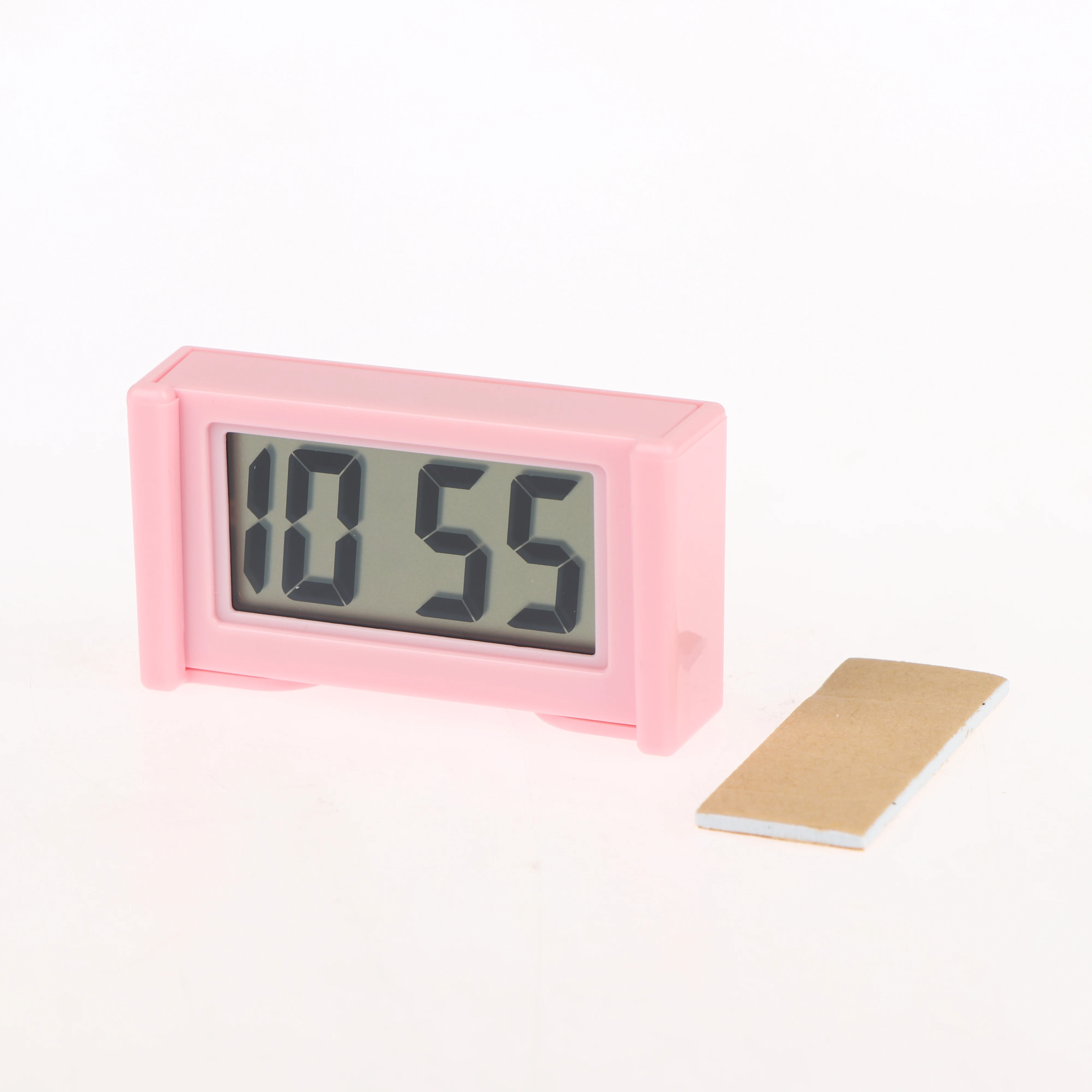 Compact Digital Dashboard Clock with Large Display and Self-Adhesive Design