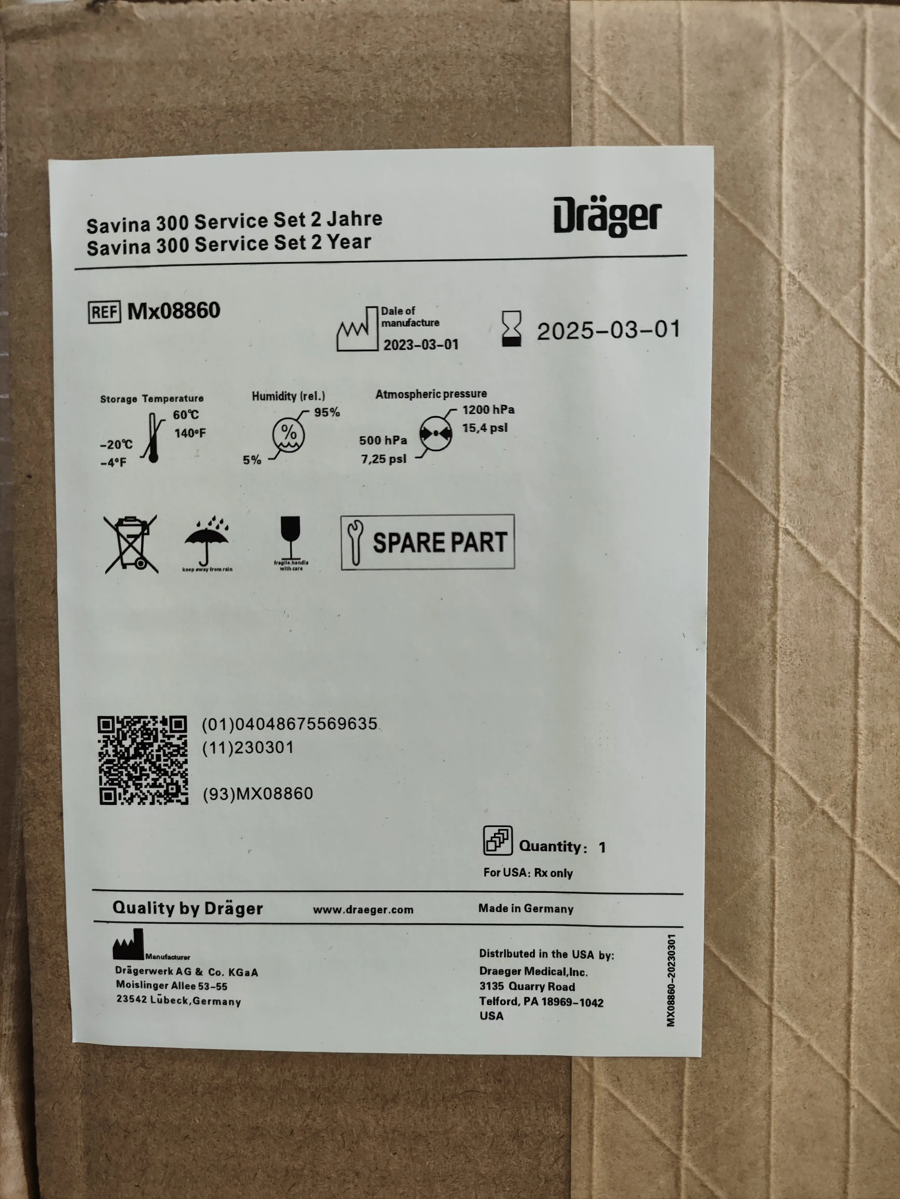 

MX08860 ERVICE SET for Drager Savina 300 new,original