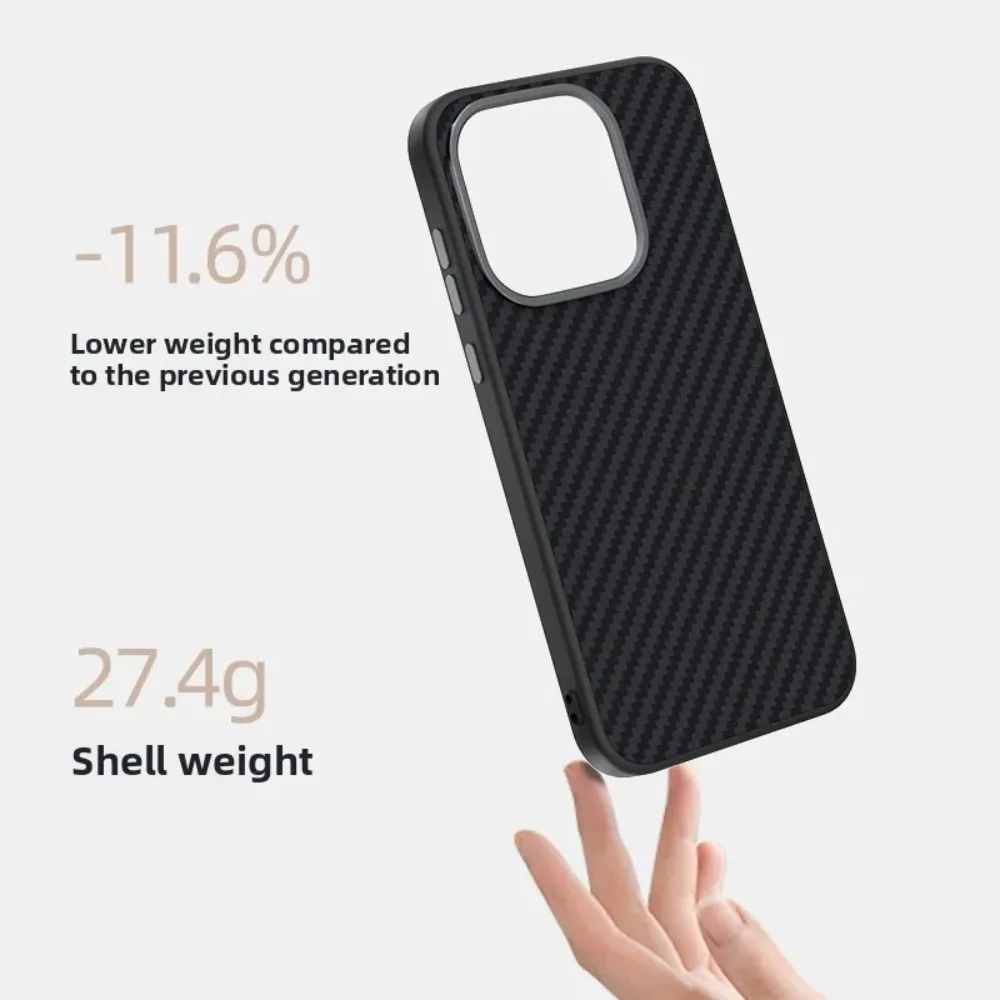 Premium Kevlar Carbon Fiber Pattern Protective Case with Magnetic Wireless Charging Capability