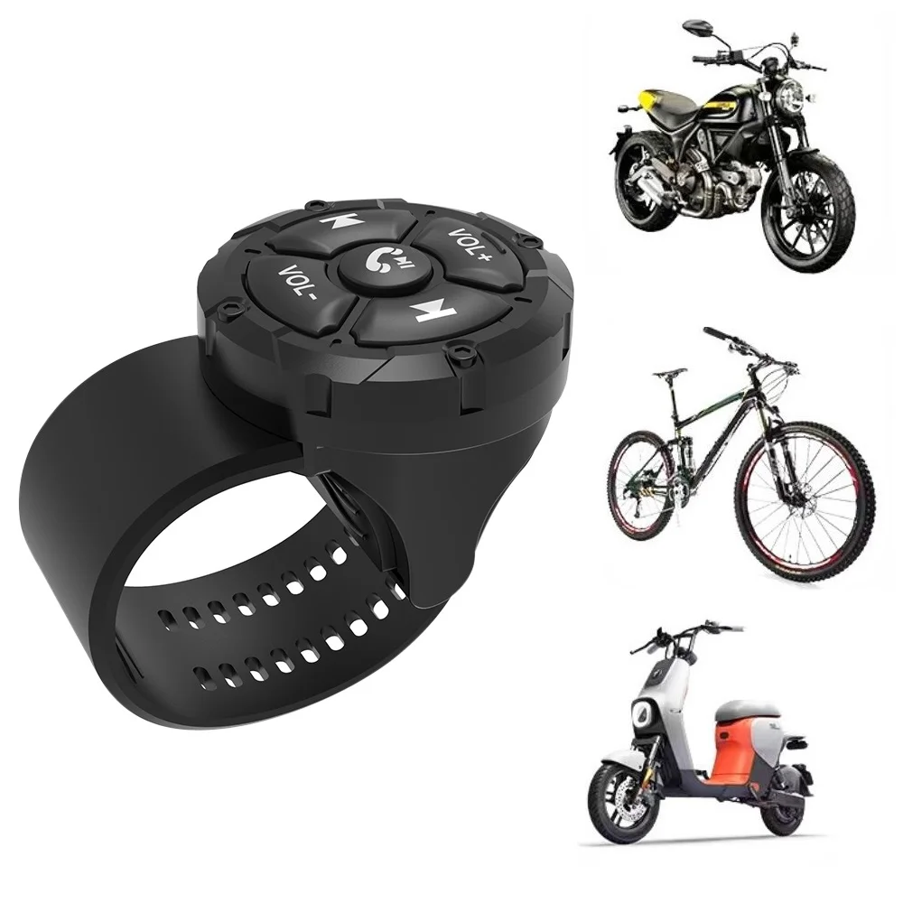 Car Steering Wheel Remote Controller Button Wireless Bluetooth Media Remote Controller Motorcycle Helmet Earphone MP3 Music Play