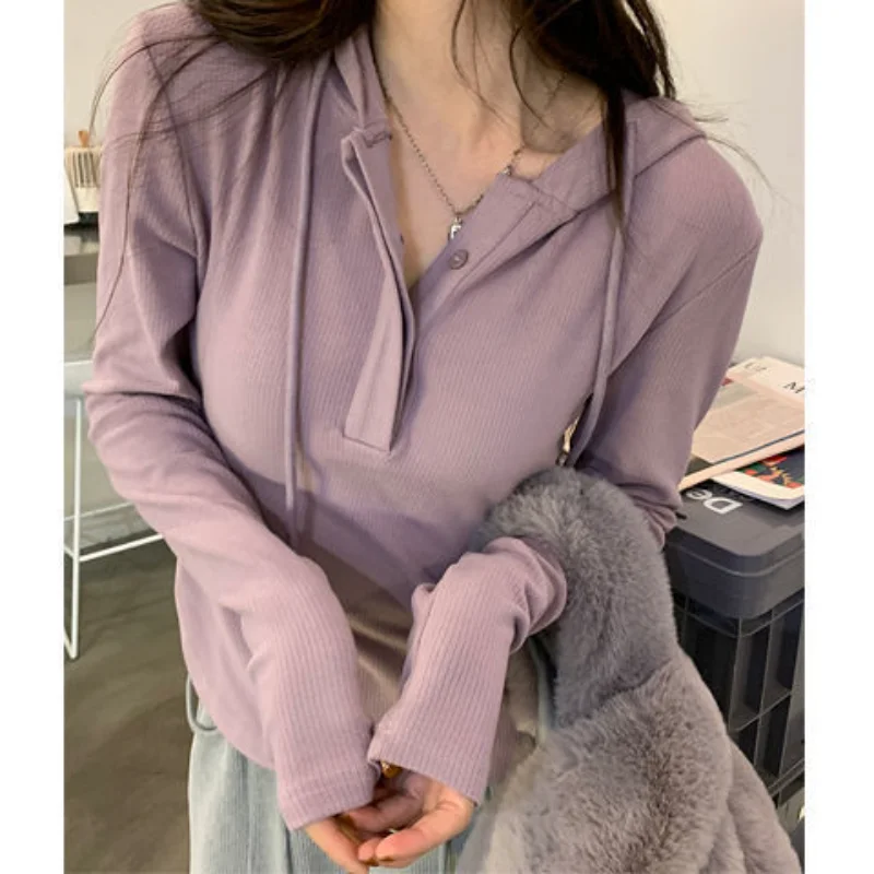

Deeptown Coquette Long Sleeve Tops Korean Stlye Solid Basic Slim Hoodie Women Harajuku Y2k Beige Sweatshirt Gyaru TShirts Casual