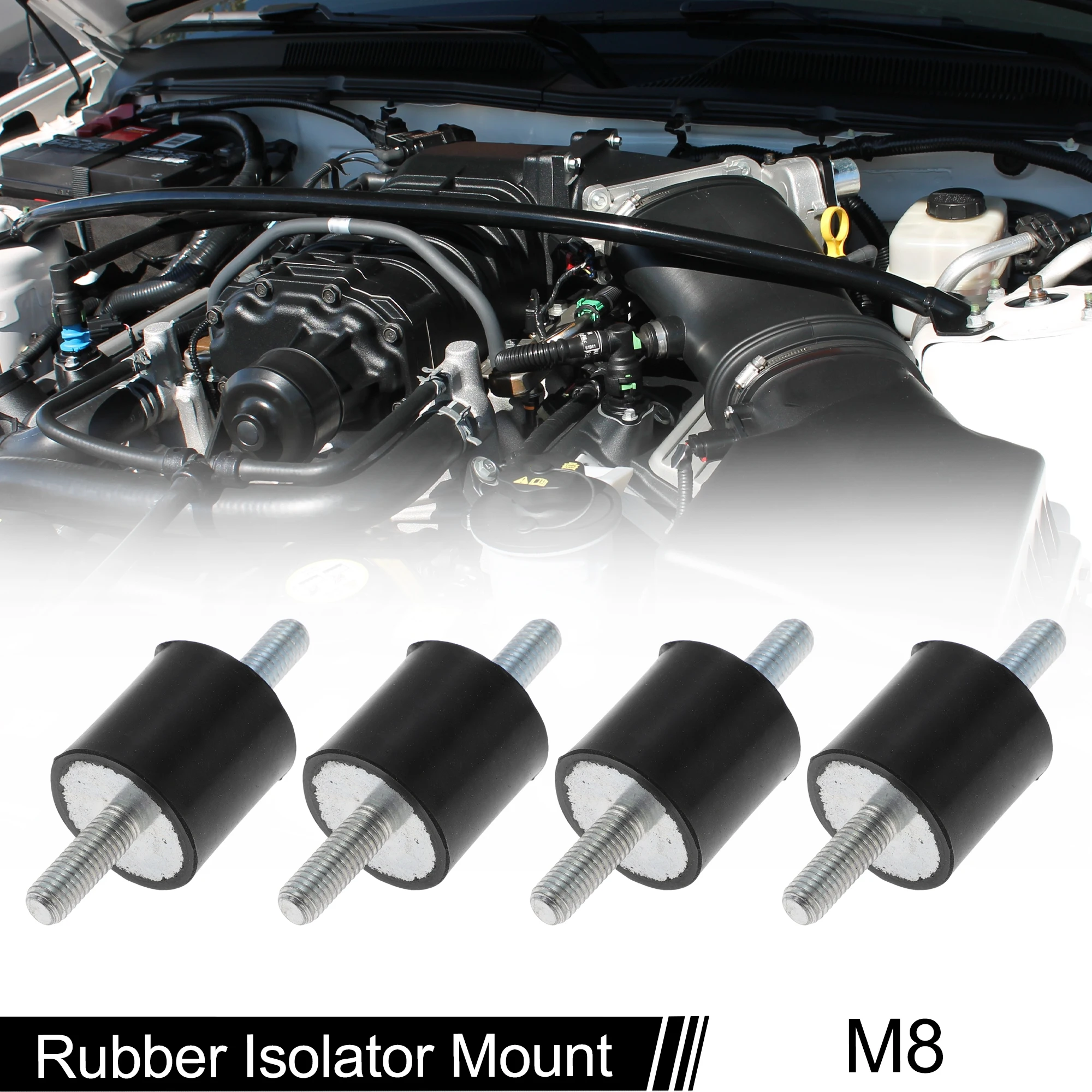 UXCELL 4 Stück M6 M8 M10 Gummi-Metall-Vibrationsisolatorhalterungen 25 x 20 mm 25 x 25 mm 30 x 30 mm 30 x 40 mm Stoßdämpfer-Dämpfer schwarz – Detail 1
