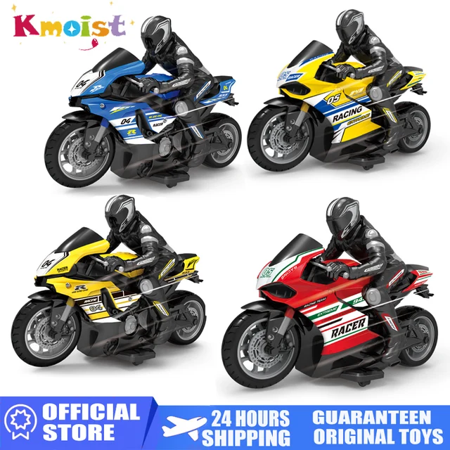 2.4G 1/10 Electric Power RC Motorcycle 4 Ch High Speed Engine Assembly Remote Control Racing Motorcycles Toys for Boys Kids Gift