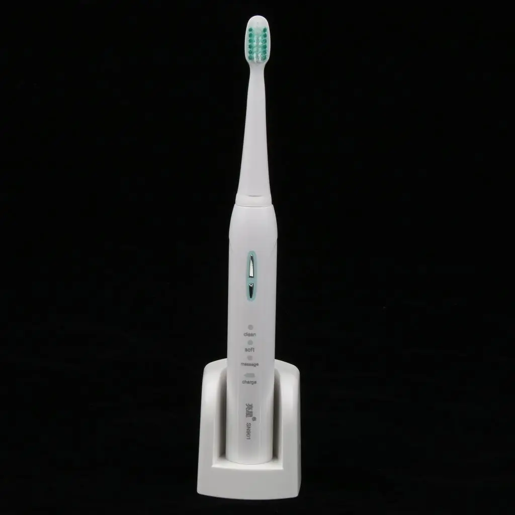 Sound Wave Rechargeable Eletric Toothbrushes + 3 Replacement Brush Heads Multi-angle Brushing