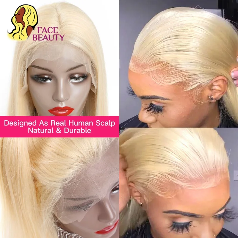 Blonde Lace Front Human Hair Wig 613 13x4 Lace Frontal 13x6 100% Human Hair Pre Plucked Brazilian Straight 30 inch