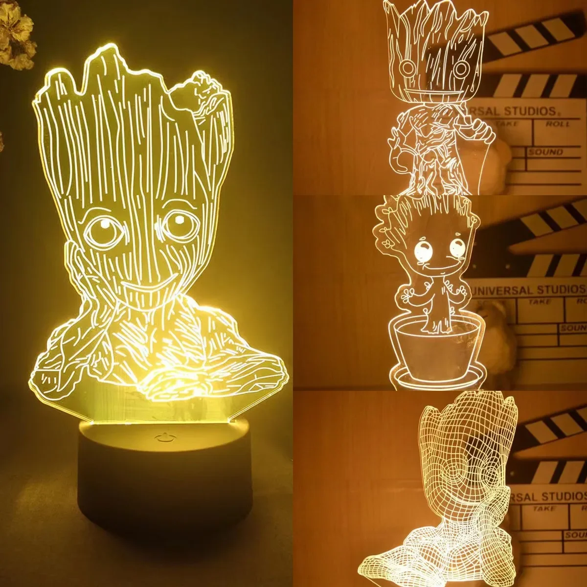 Anime Lamp Marvel Groot 3D Led Night Light Model Toys Anime Tree Man Groot Figures Bambini Bed Room Decor Regali Di Compleanno