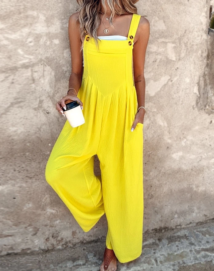 Elegant Jumpsuit Women 2024 Square Neck Sleeveless Plants Floral Print Wide Leg Suspender Jumpsuit Overalls Y2K Club Romper