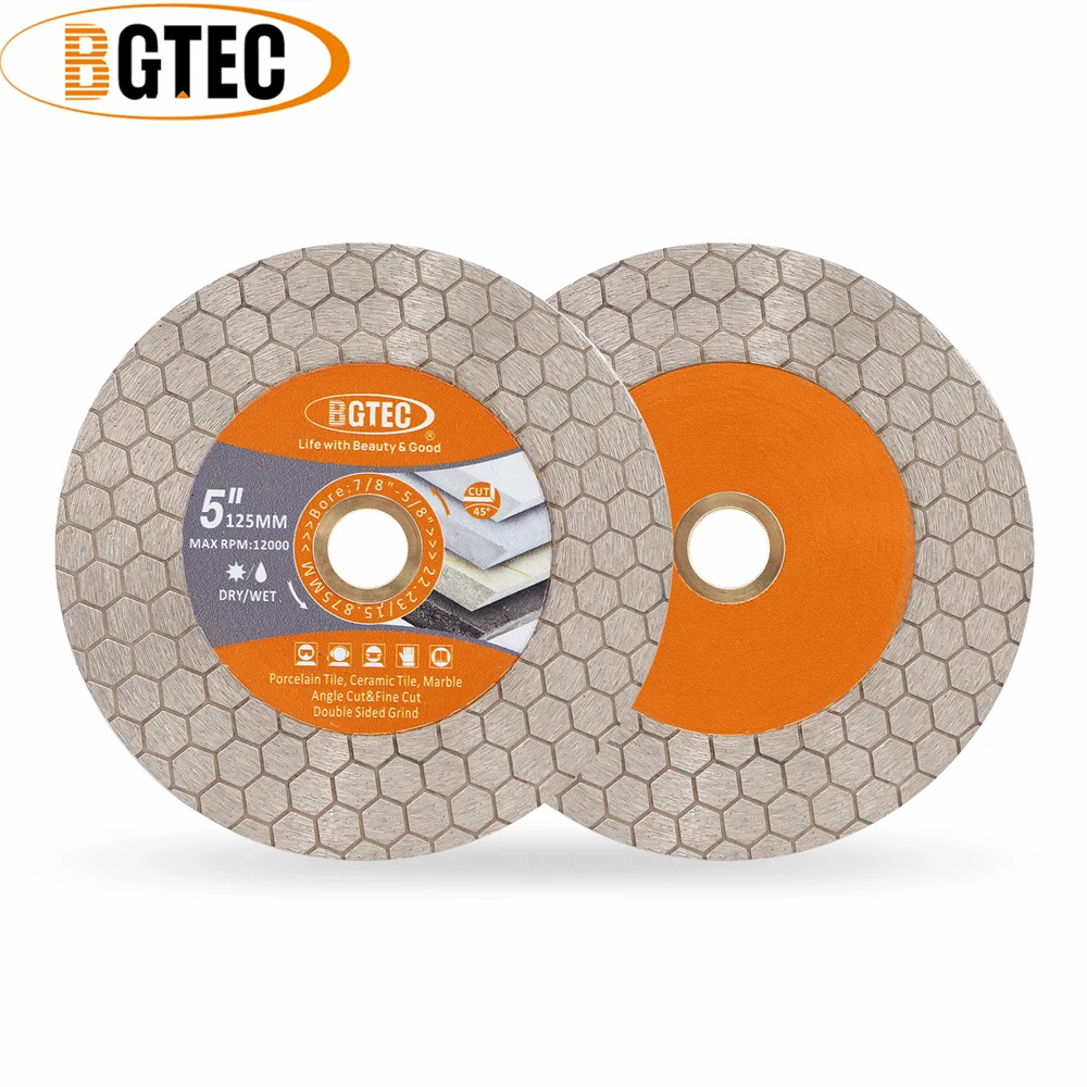 BGTEC 2pcs 100/115/125mm Diamond Cutting Disc Grinding Tile Plate Double-sided Marble Granite Porcelain Masonry Saw Blade Cutter bgtec dia105 115 125mm diamond cutting disc superthin mesh rim ceramic porcelain saw blade tile cutter 4 4 5 5inch granite