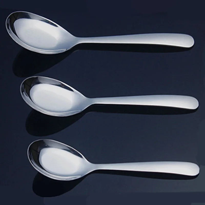 

10 Pieces Spoons Stainless Steel Flat Bottom Spoon for Household Children Soup Spoon Tableware