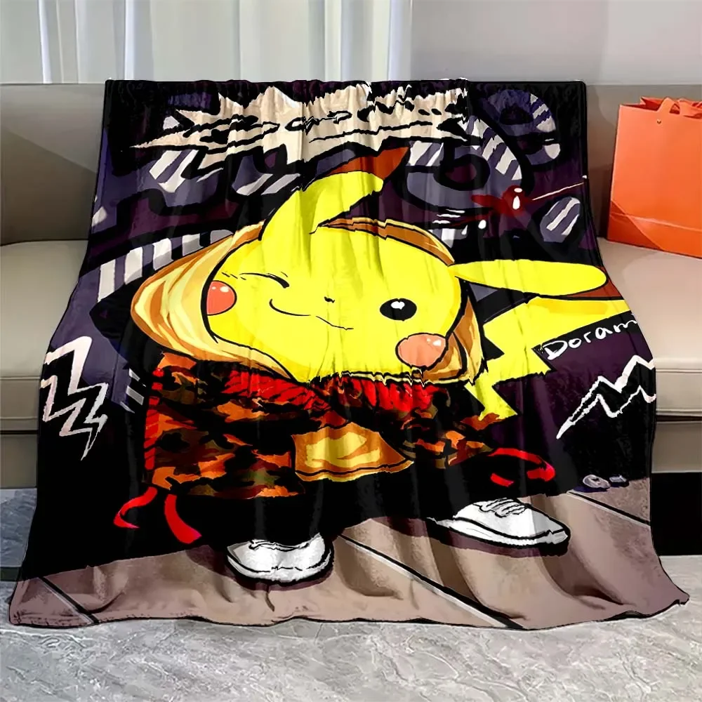 Anime Pokemon Flannel Fluffy Soft Blanket Pikachu Figures Home Sofa Lunch Break Blanket Children Student Nap Cover Kid