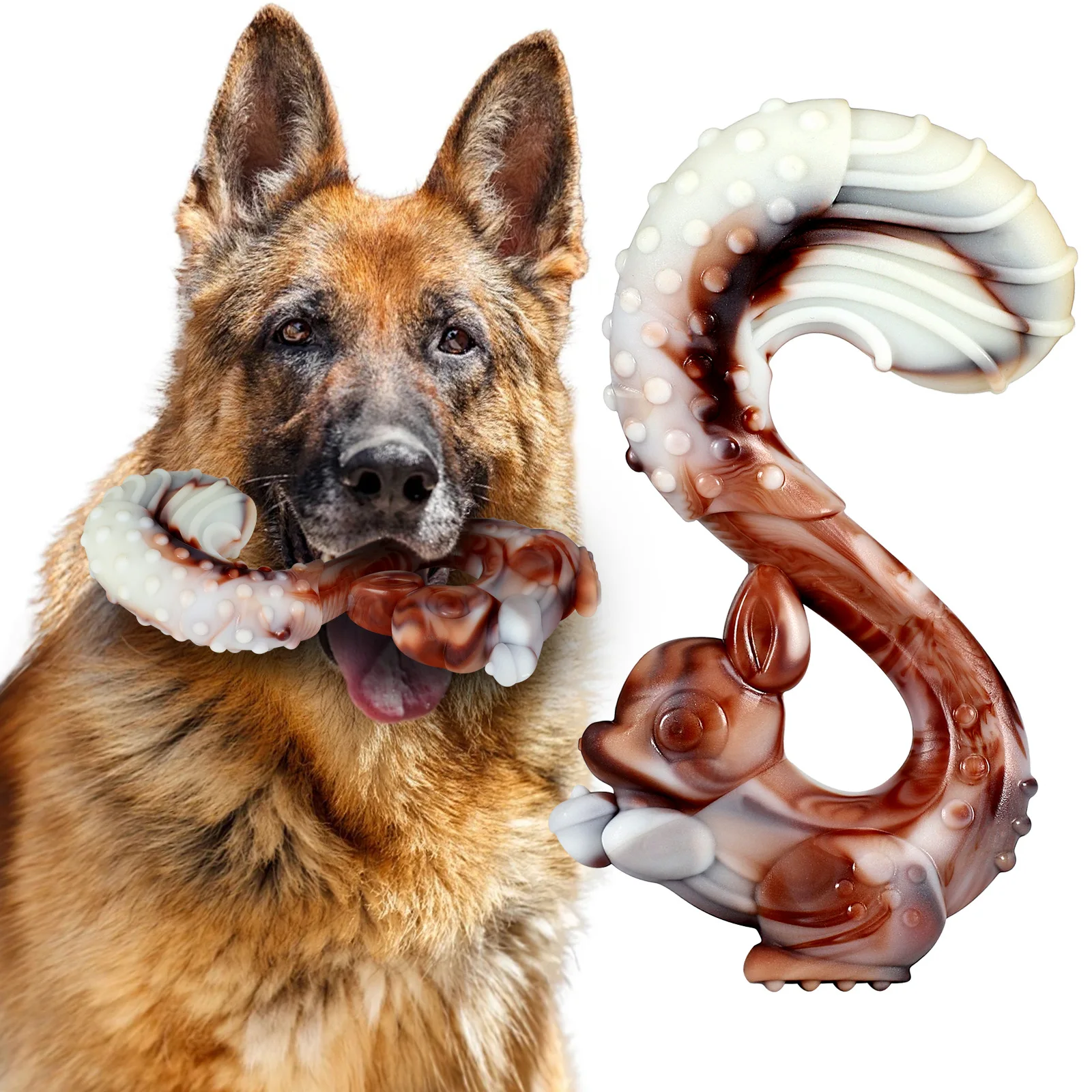Indestructible Dog Chew Toy Nylon Squirrel Shaped Dog Chew Toy Beef Flavor For Medium And Large Dogs(30-120lb) Strong Chewing 1