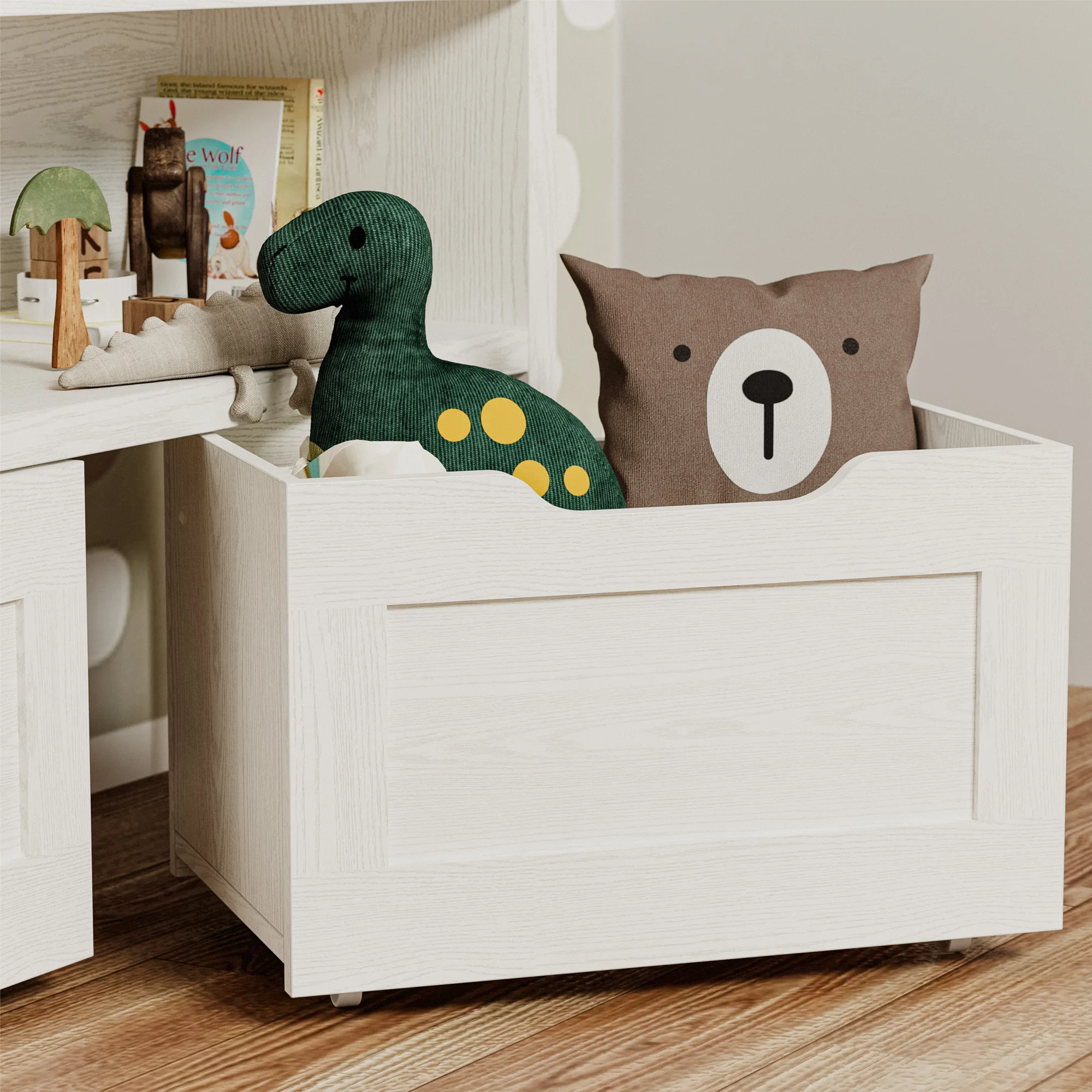 IRONCK Toy Storage Organizer for Boys and Girls, with Drawers, Wheels and Open Shelf for Nursery, Playroom, and Bedroom, White 5