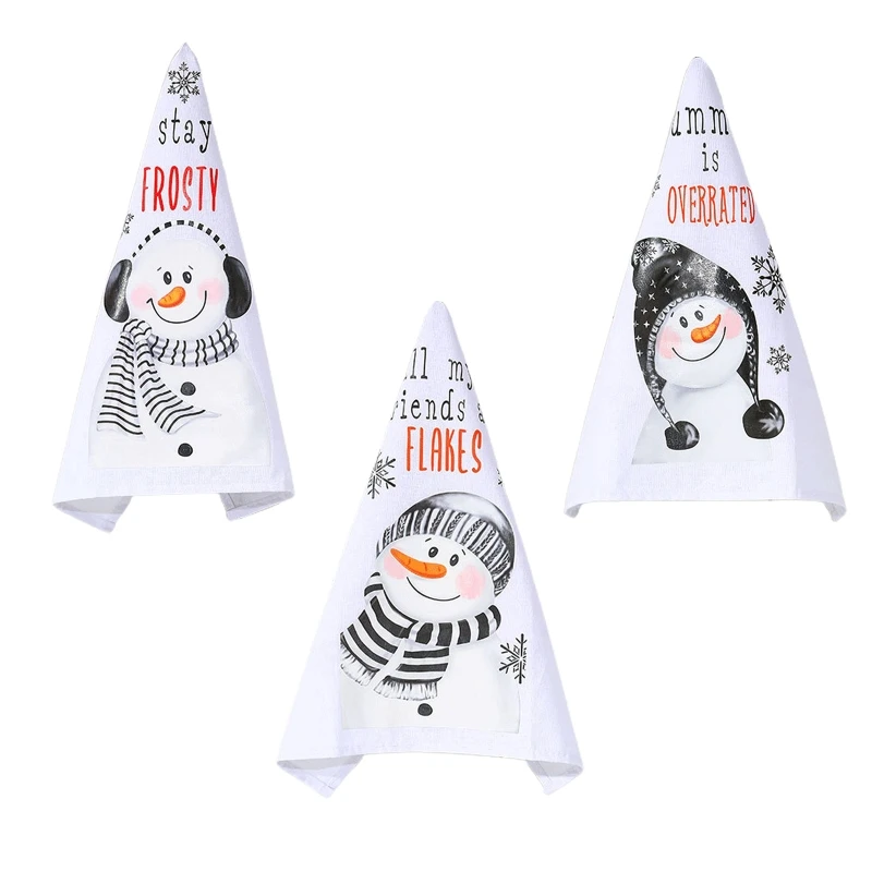 

Christmas Hand Towel Cute Snowman Dish Towels Dishwashing Cloth for Home Kitchen Bathroom Wipe Hands Napkin