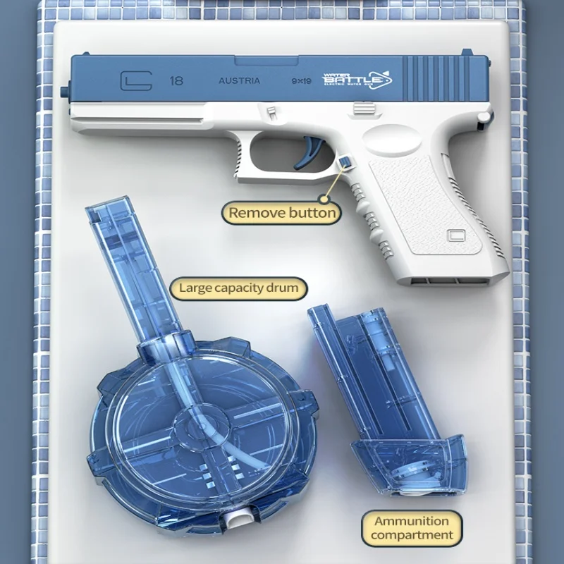 2024 New Glock Drum Edition Electric Water Gun Automatic Children Beach Water Gun Toys Parent-child Outdoor Toys 4