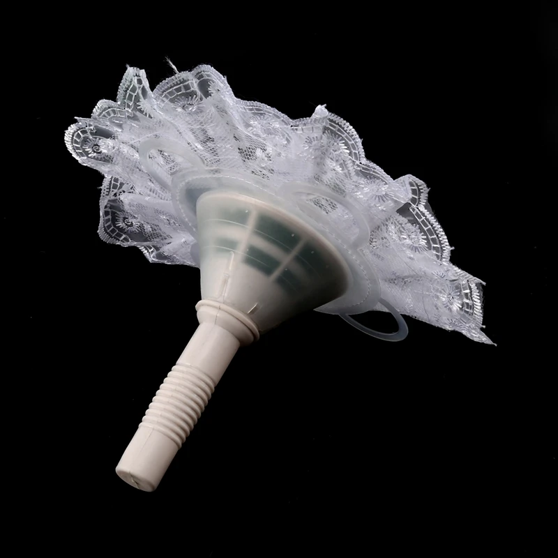 A85Q-6 Wedding Bridal Bouquet Holder Handles With 6 White Lace Collar Flower Holders
