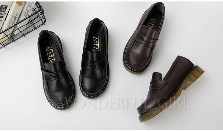 Neue japanische Studentenuniformschuhe Cosplay Lolita Plattformschuhe für Frauen/Mädchen Schwarz/Braun Größe 35-40 8