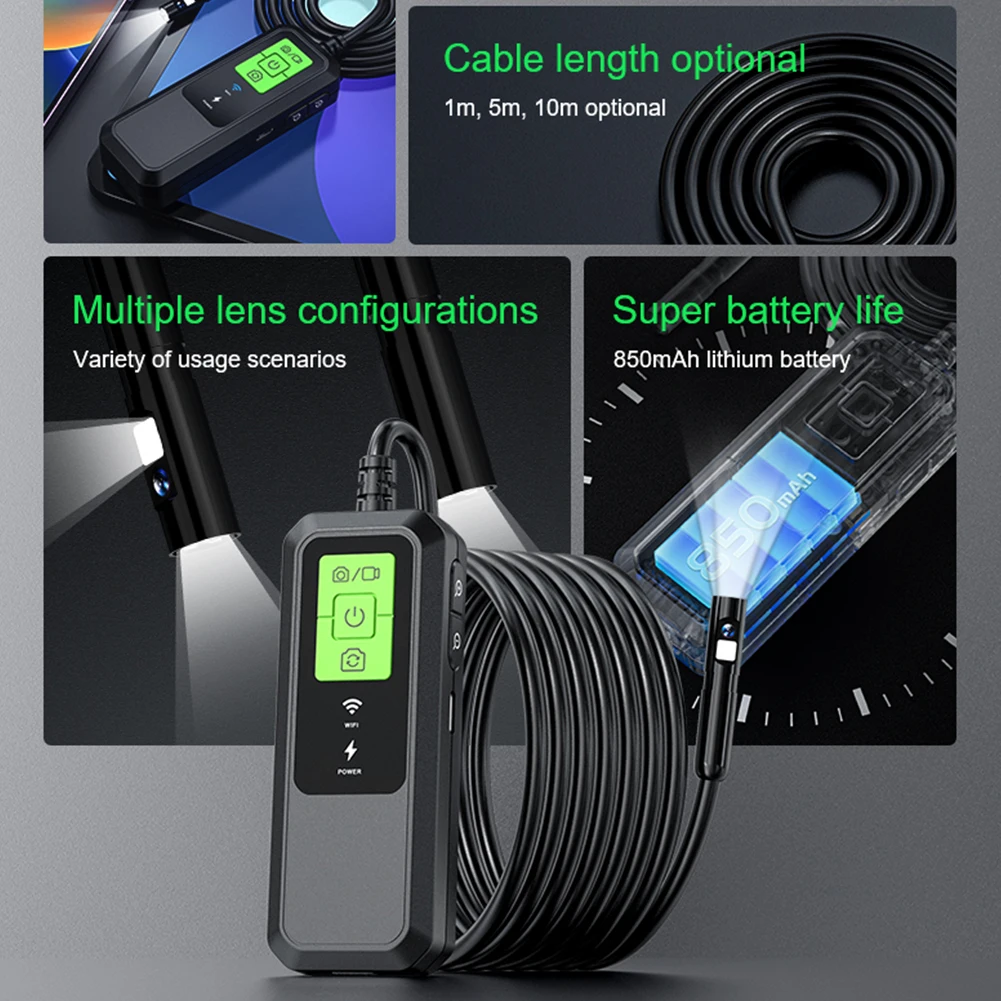 2K WiFi 내시경 카메라 단일/이중 렌즈 무선 내시경 IP67 방수 무선 산업용 내시경 파이핑 스마트폰용