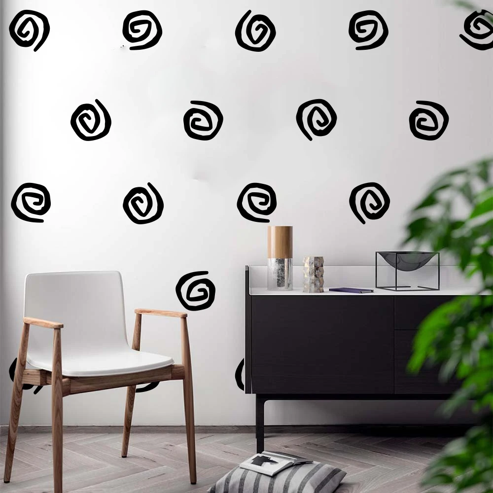 

24Pcs Geometric Boho Twirl Round Wall Sticker Kitchen Laundry Abstract Pattern Dot Wall Decal Bedroom Playroom Vinyl Home Decor