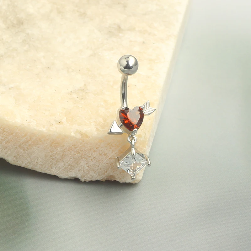 Surgical Steel Crystal Zircon Flower Heart Dollar Letter Eye Pendant Belly Button Piercing Ring Belly Button Ring Body Jewelry