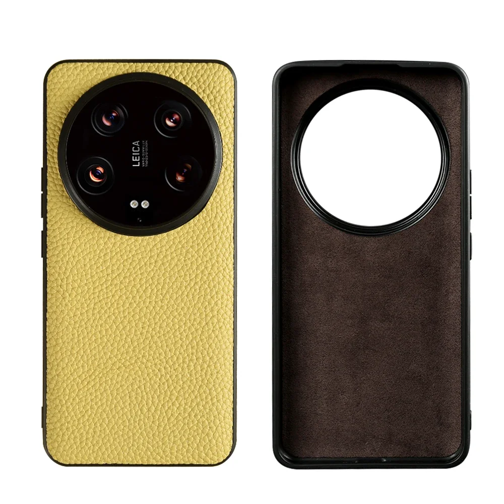 NZN Durable Genuine Leather Full-Wrap Litchi Pattern Phone Case Cover