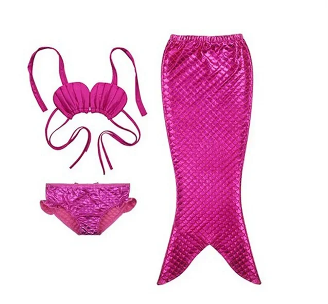 Cosplay Costume Mermaid Costume Fancy Cosplay Costume 3pcs Girl Child Birthday Holiday Gift Mermaid Tail Swimming Bikini Set Swimsuit 3-9Y