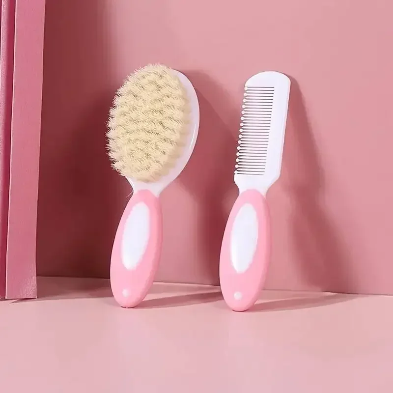 2PCS Baby Hair Brush Set for Newborn Toddlers Soft Bristles Cradle Cap Brush Gift Baby Care Accessories Infant Bathing Soft Comb