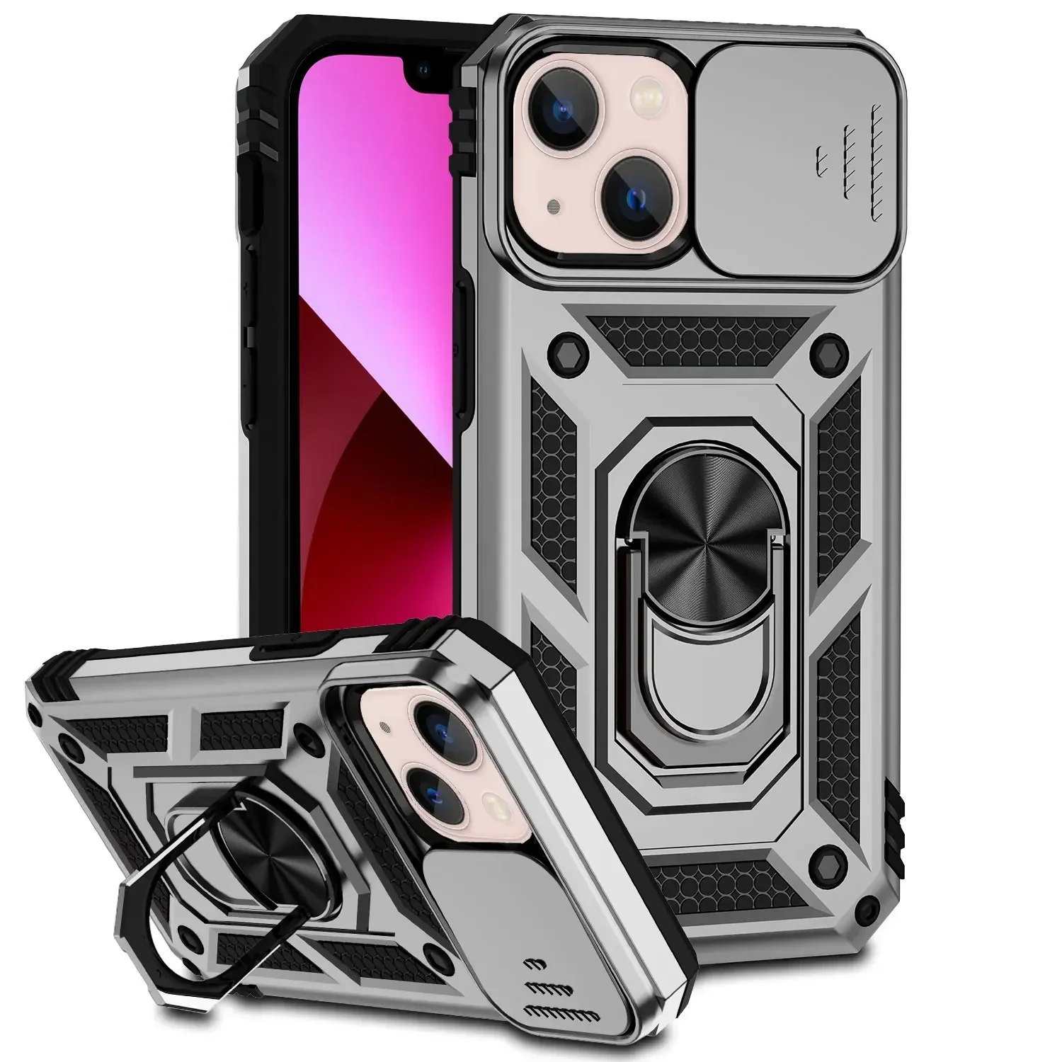 Armor Shockproof Magnetic Ring Stand Case For iPhone 15 14 Pro Max - Image 12