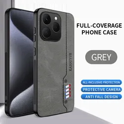 New Fashion PU Leather Shockproof Protective Phone Case - Shell Bumper Design for Realme 15T (GRAY)