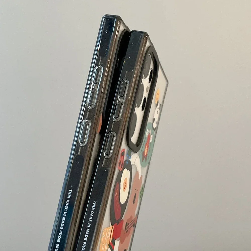 Rabbit Bear MagSafe Acrylic Black Border Magnetic Phone Case for Samsung Galaxy S22U S23 Ultra S24 Ultra Cover Protective Shell