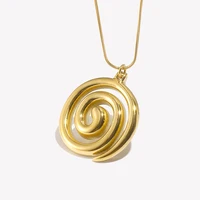 Snake Chain Vortex Spiral Pendant Necklace Waterproof Tarnish Free 18K Gold Plated Jewelry 316L Stainless Steel Accessories