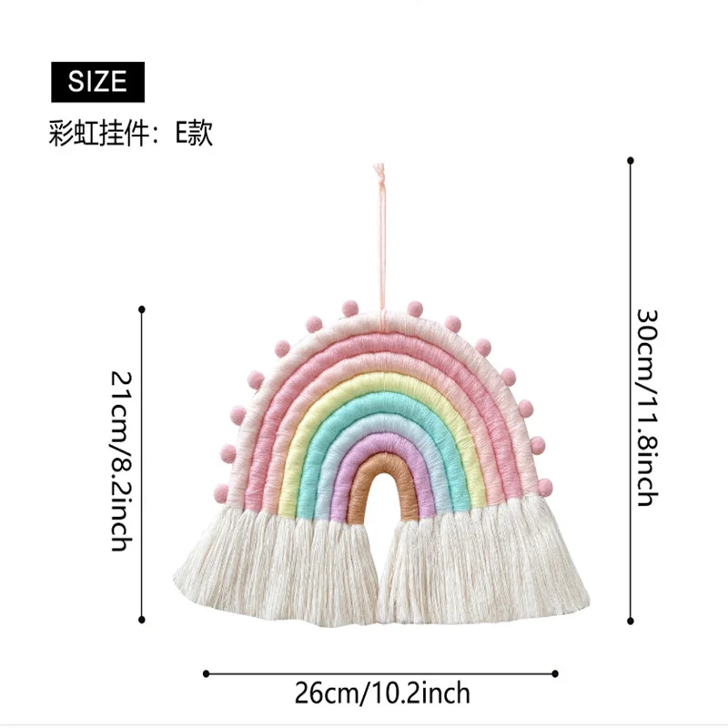 Ins Style Macrame Rainbow Wall Hanging Ornament Girl Bedroom Nordic Decoration Handmade Woven Baby Tent Rainbow Hanging Pendant 6