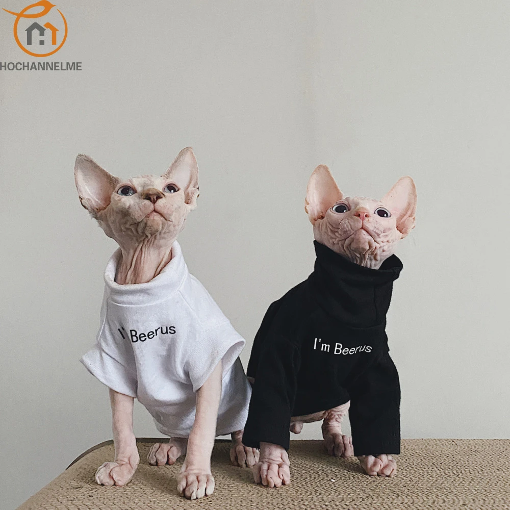 綿の猫の服 スフィンクスの夏のtシャツ カップルのシャツ Deven ペットのための黒と白の服 猫の服 Aliexpress