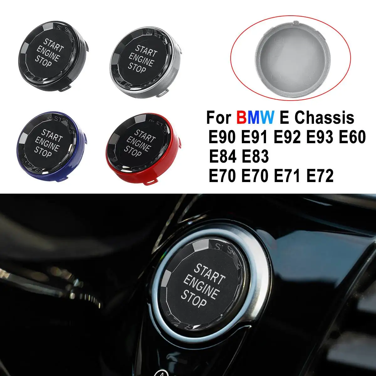 

ENGINE START STOP switch buttons Replace Cover New Car styling For BMW E Chassis E92 E93 E90 E91 E60 E84 E83 E70 E70 E71 E72