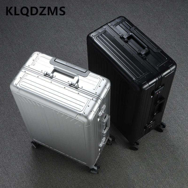 

KLQDZMS Suitcase 20''24''28 Inches High Quality All Aluminum Magnesium Alloy Trolley Case Business Boarding Box Men's Luggage