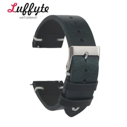 Men's Premium Calfskin Leather Watch Strap with Quick Release - Durable & Comfortable Wristband - 22mm (Blue)