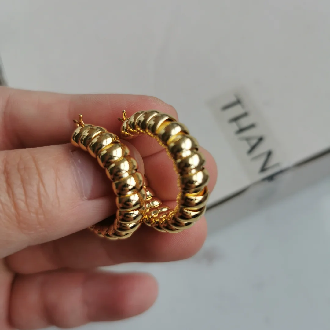 Brass Simply Round Hoop Earrings Women Jewelry Punk Party T Show Gown Runway Korean Japan INS