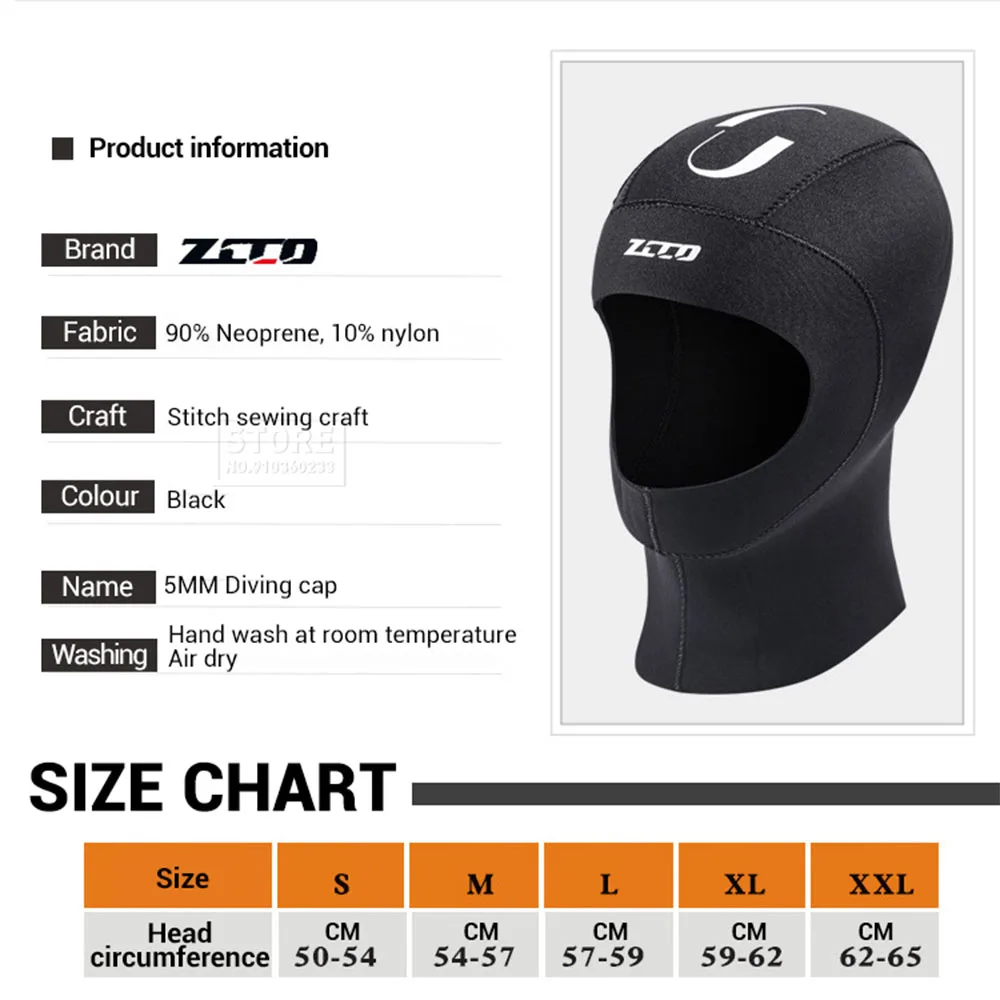 Underwater Fishing Equipment 3MM Neoprene Swimming Caps Kitesurf Windsurf Hats Hunting Snorkeling Scuba Pool Diving Swimming Cap 5