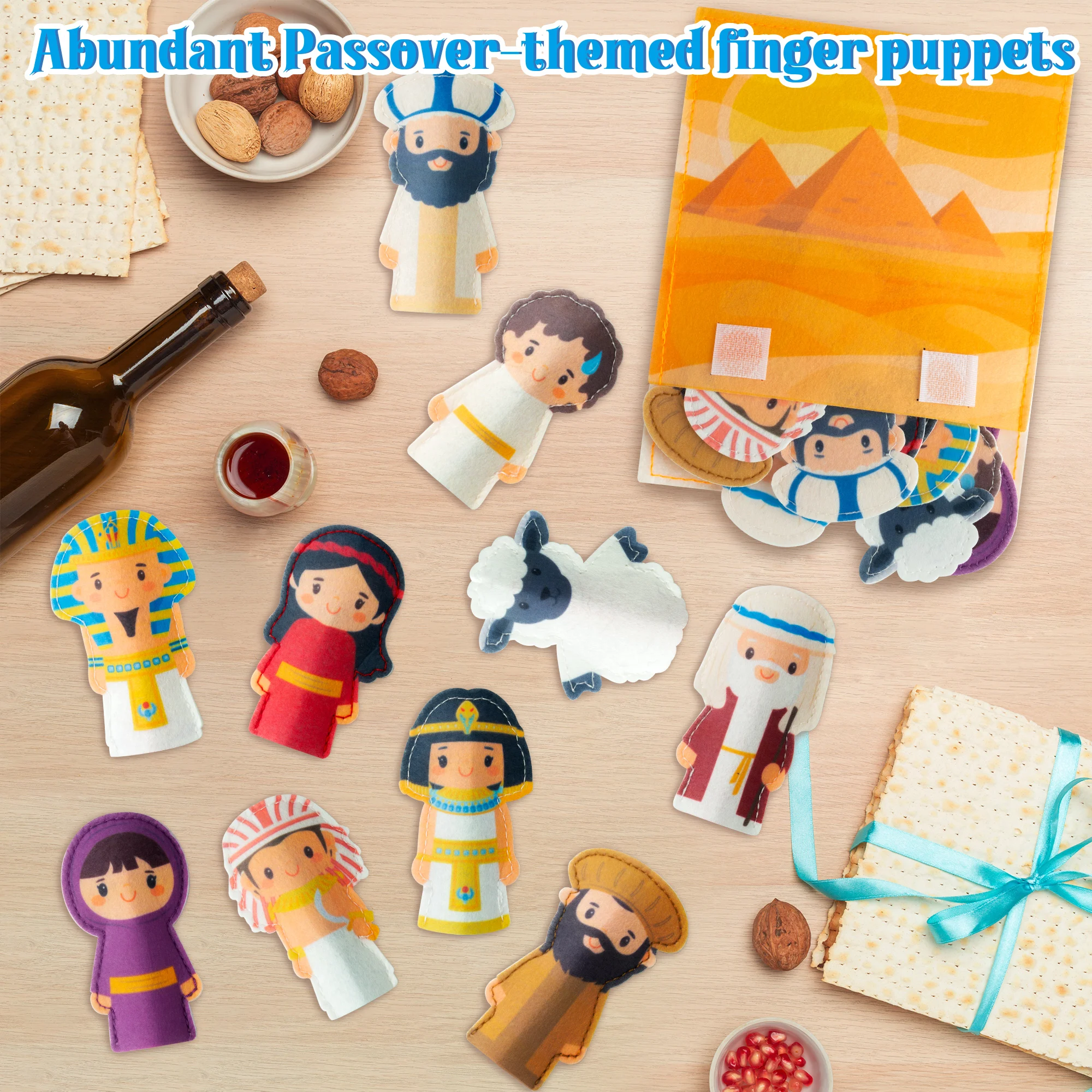 Felt Board Play Set 30Pcs Passover Felt Finger Puppets