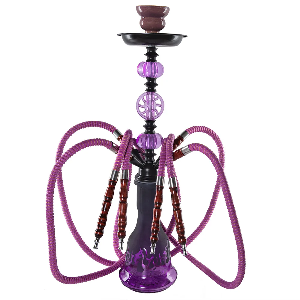 

Arabic Glass Shisha Pipe Double Tubes Four Tubes Shisha Purple Acrylic Hookah For Bar Household Large Smoke