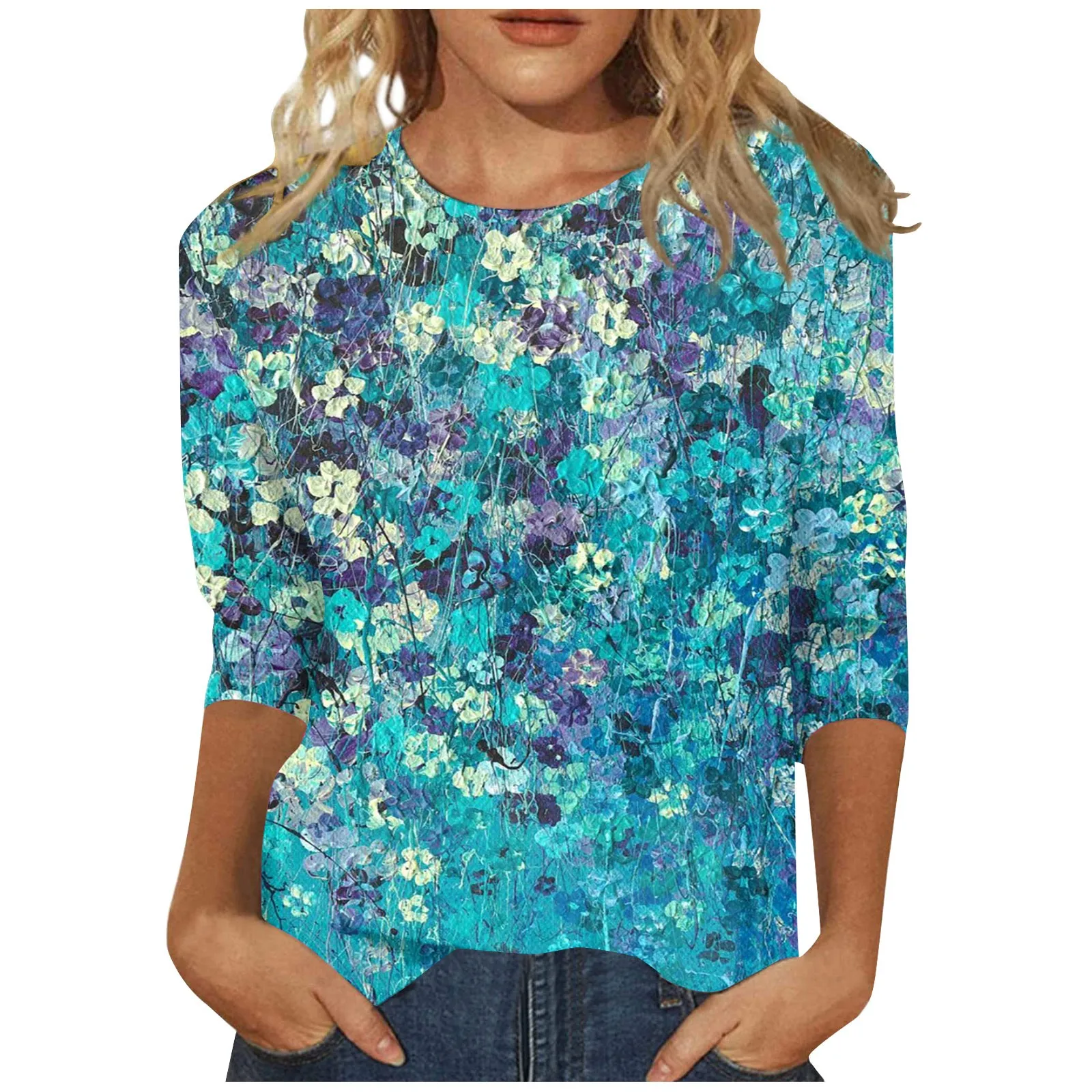 

Women's T shirt Tee Sweatshirt Streetwear Flower Plant Casual Weekend T shirt Tee Long Sleeve Print Round Neck Basic
