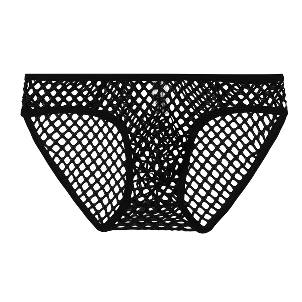 Men Briefs Sexy Low-Rise Mesh Hollow Panties Knickers Bikini Underwear Underpants Sexy Transparent High Elastic Brief