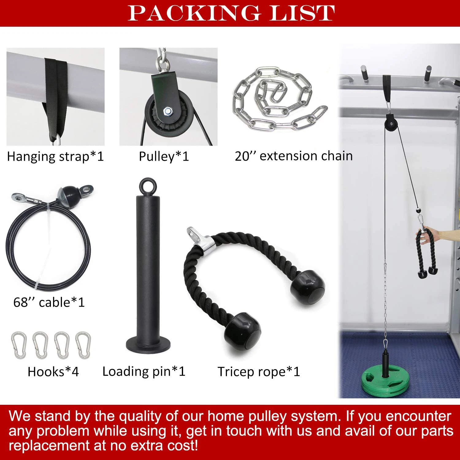 Fitness Cable Pulley System Set Weight Strength Training