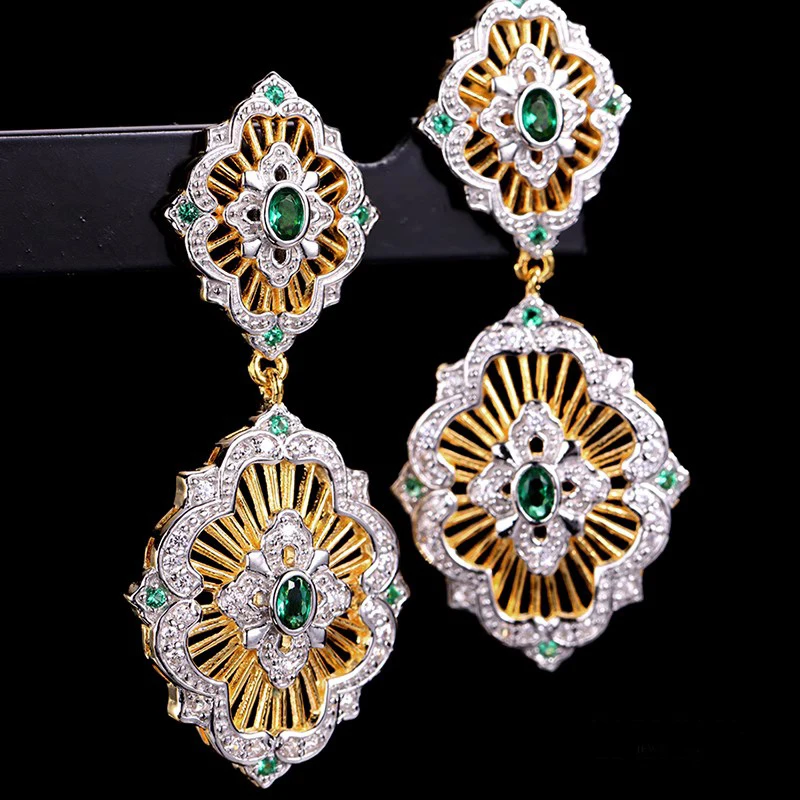 

925 Silver Zircon Ear Stud Jewelery Women European Court style vintage style