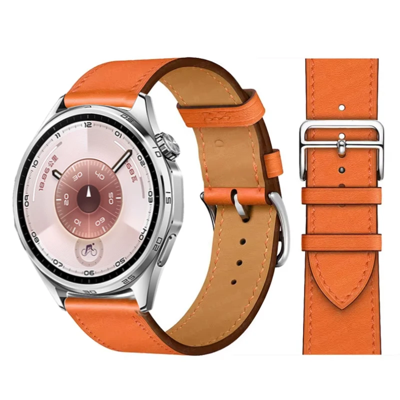 Elegant Leather Wristband Replacement for Smartwatches - 20mm/22mm Strap Bracelet