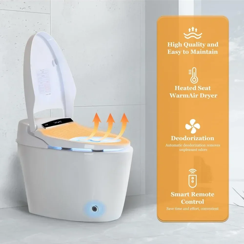 Smart Toilets with Heated Bidet Seat, with Automatic Flush and Foot Feel Flush, Portable Bidet Toilet with Dryer and Warm Water 3