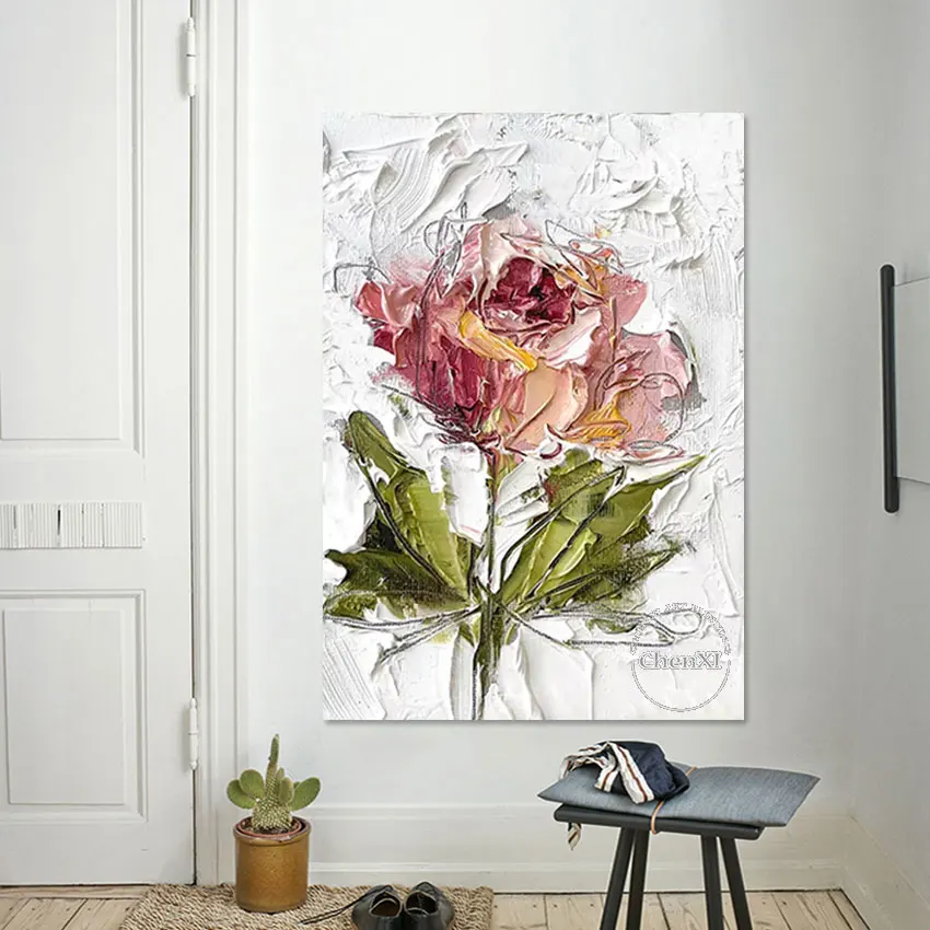 Large Rose Flower Knife Oil Painting Panel Set, Handmade Texture Acrylic Paintings Art, Unframed Luxury Artwork, Room Wall Decor Large Rose Flower Knife Oil Painting Panel Set, Handmade Texture Acrylic Paintings Art, Unframed Luxury Artwork, Room Wall Decor