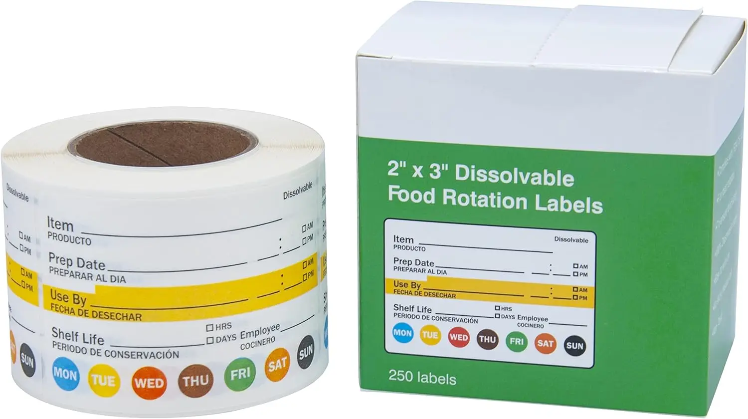 L LIKED Dissolvable Label Shelf Life for Food Rotation Use by Stickers 2 x 3 Inch Roll of 250 Labels